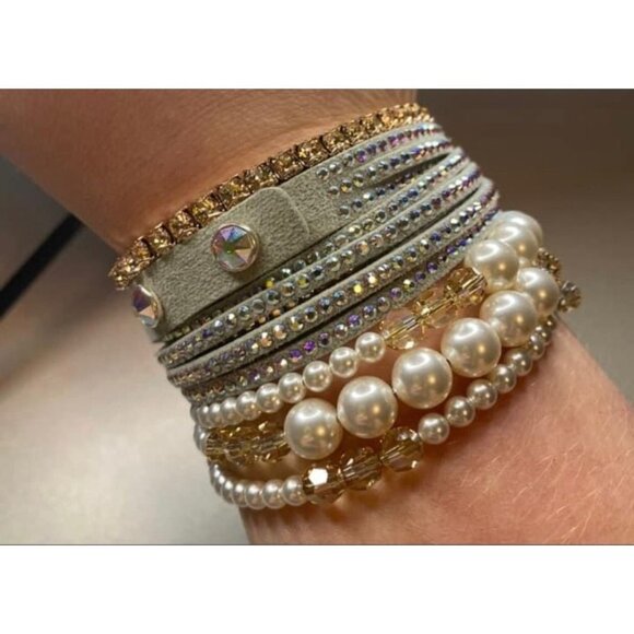 Touchstone Crystal By Swarovski Pearl Wrap Bracelet - Picture 2 of 9